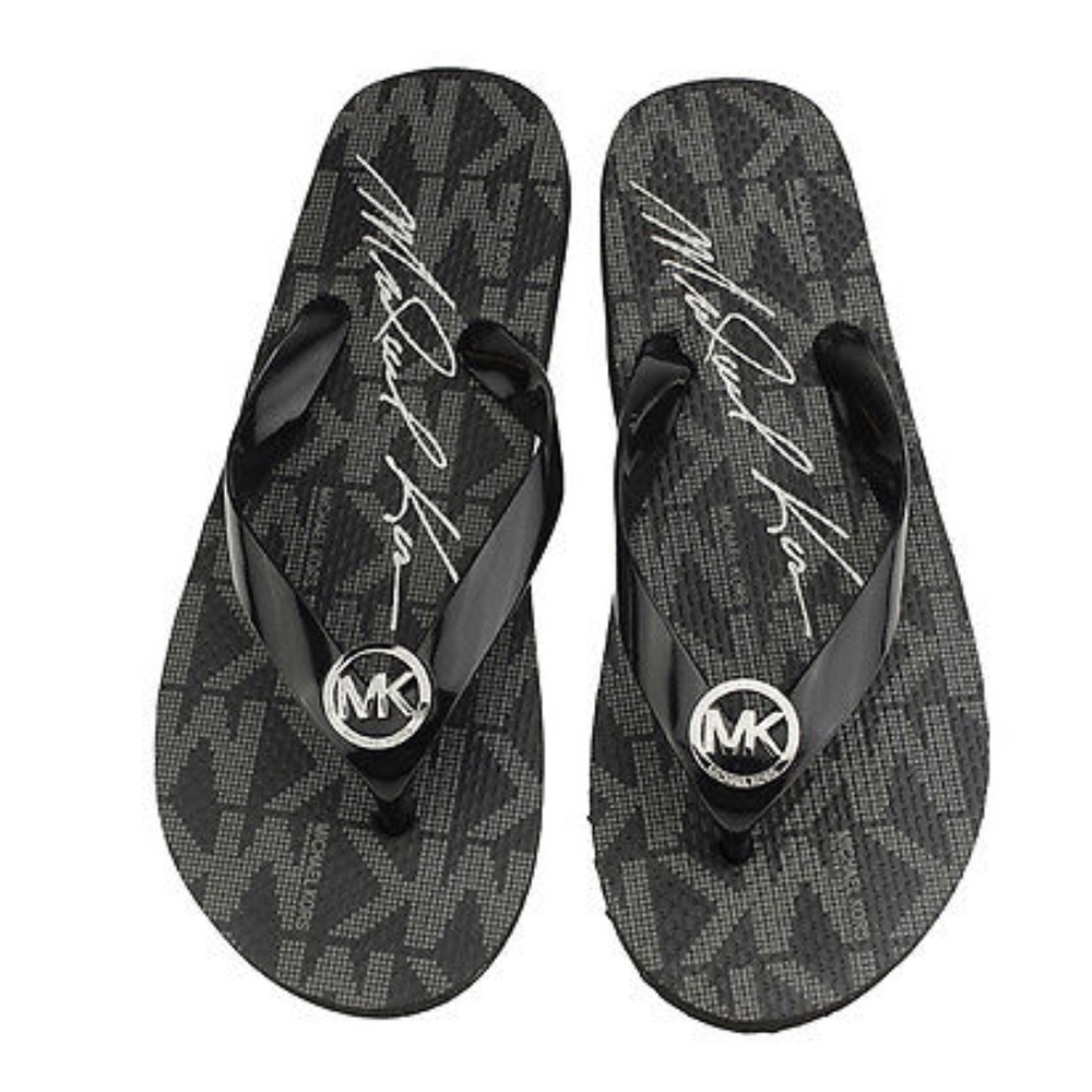 Michael Kors black flip flops NIB